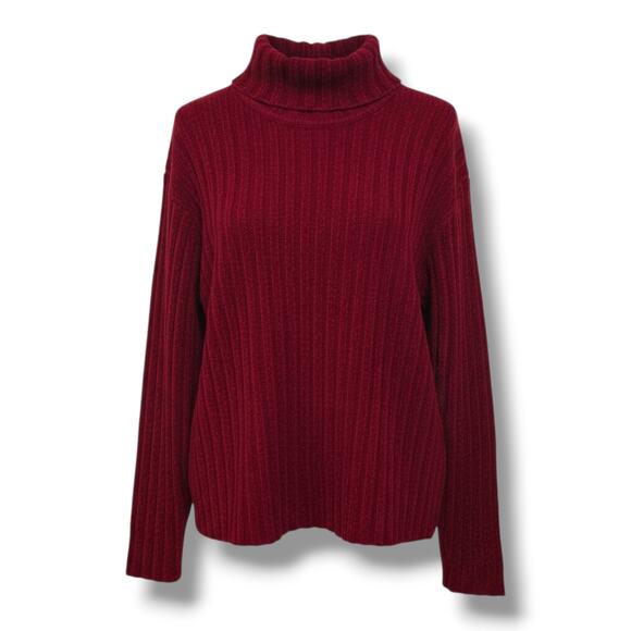 Style & Co Women’s Burgundy Ribbed Turtleneck Sweater Cozy Knit Pullover Size L - Picture 1 of 7